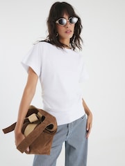 River Island White Ruched Side Kimono Sleeve T-Shirt - Image 2 of 4