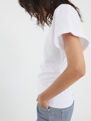 River Island White Ruched Side Kimono Sleeve T-Shirt - Image 4 of 4