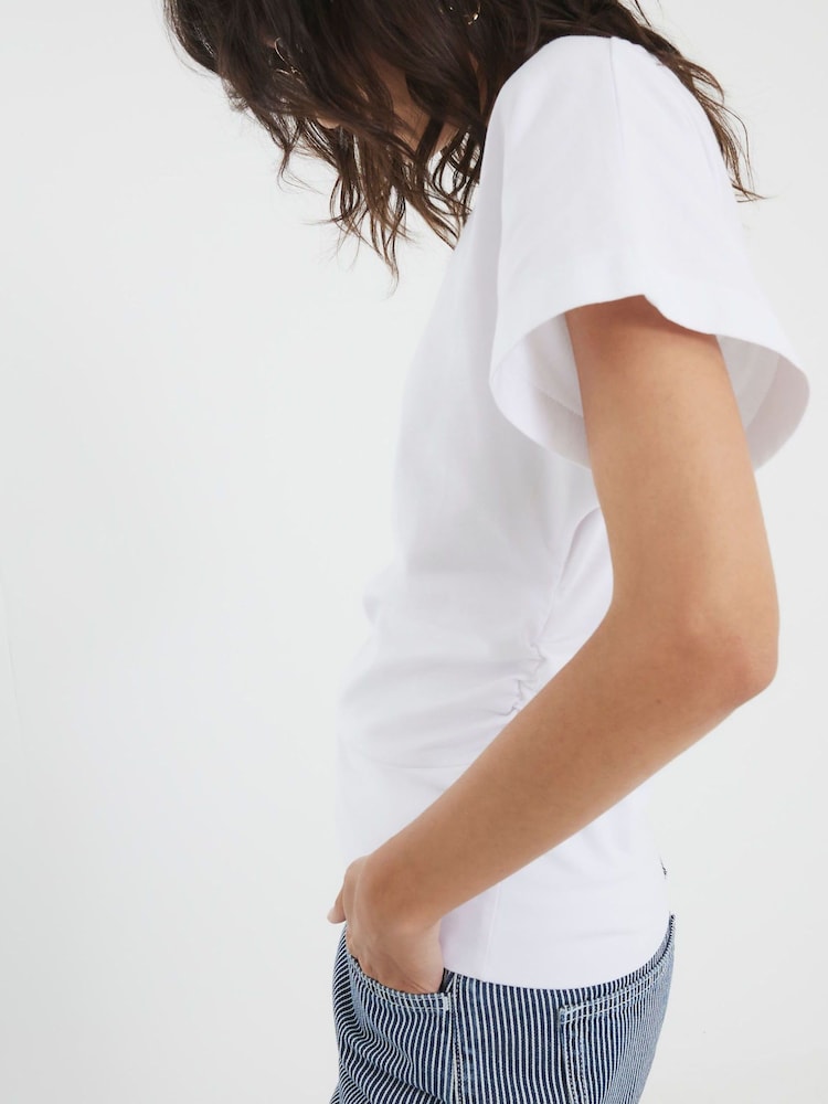 River Island White Ruched Side Kimono Sleeve T-Shirt - Image 4 of 4