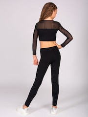 Pineapple Black Logo Mesh Panel Long Sleeve Crop Top - Image 5 of 5