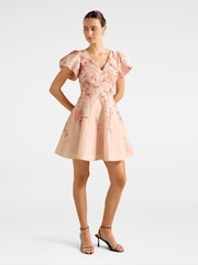 Forever New Pink Camden Puff Sleeves Mini Dress Contains Linen - Image 5 of 5