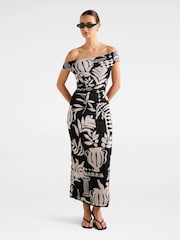 Forever New Black Gisella Tipped Mesh Midi Dress - Image 1 of 4