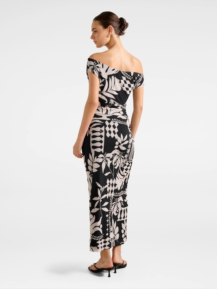Forever New Black Gisella Tipped Mesh Midi Dress - Image 2 of 4