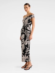 Forever New Black Gisella Tipped Mesh Midi Dress - Image 4 of 4