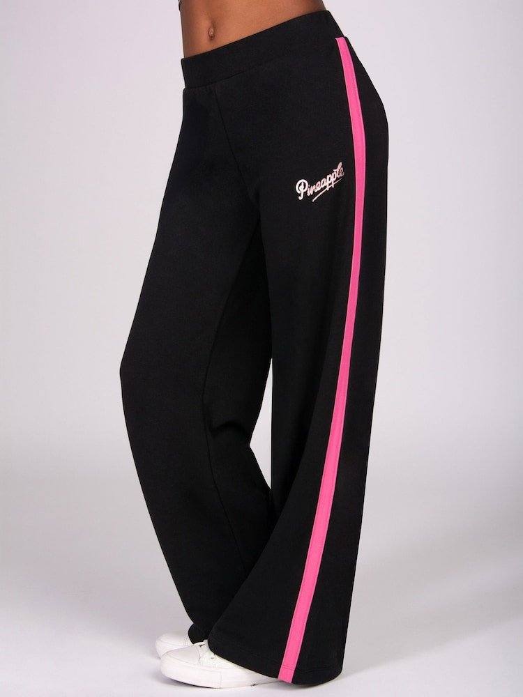 Pineapple Black Stripe Panel Wide Leg Joggers - Image 1 of 6 Pineapple Black Stripe Panel Wide Leg Joggers - Image 1 of 6