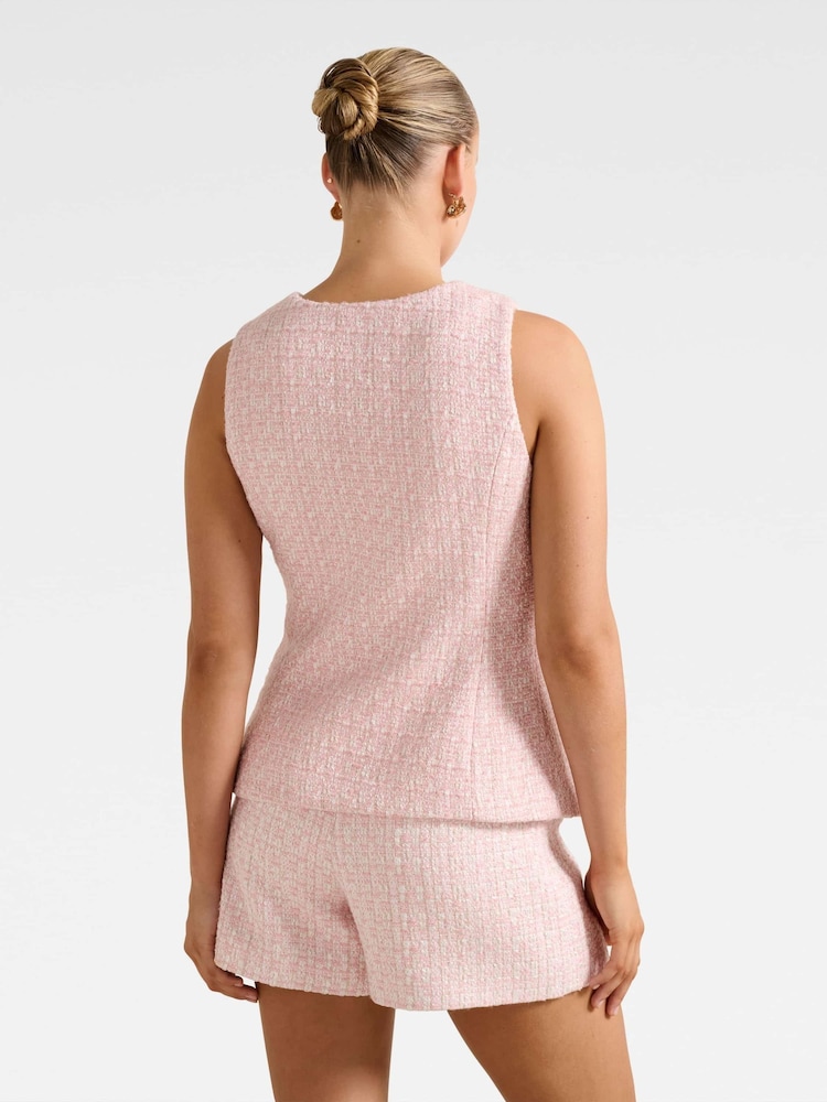 Forever New Pink Lisa Boucle Waistcoat - Image 2 of 5 Forever New Pink Lisa Boucle Waistcoat - Image 2 of 5