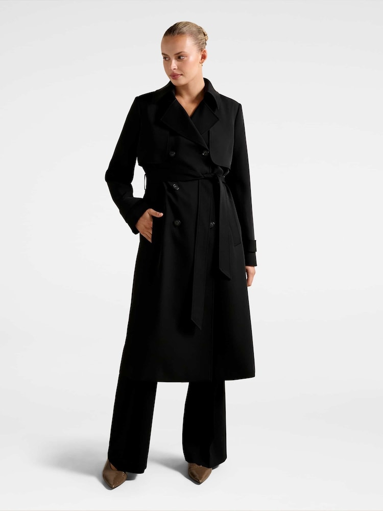 Forever New Black Delilah Soft Trench Coat - Image 5 of 5