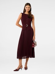 Forever New Brown Lelani Pleated Hem Midi Dress - Image 1 of 4