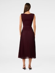 Forever New Brown Lelani Pleated Hem Midi Dress - Image 2 of 4