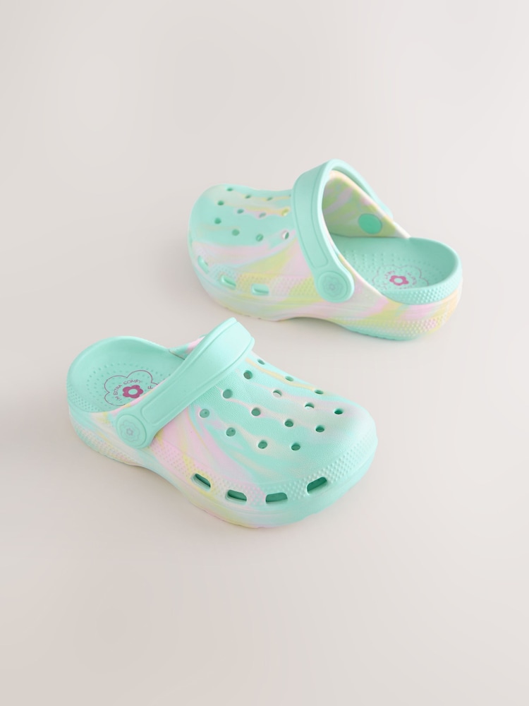 Aqua Blue Marble Wide Fit (G) Comfort Clogs - Image 1 of 5
