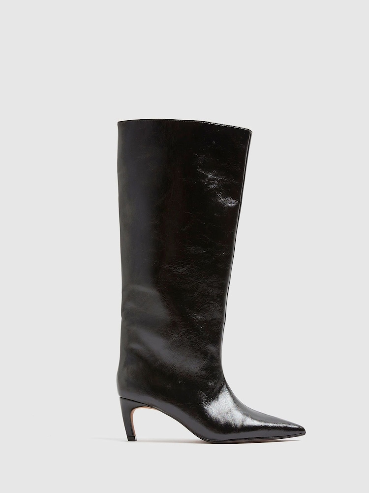 River Island Black Straight Shaft High Leg Boots - Image 1 of 5