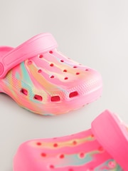 Bright Pink Marble Wide Fit (G) Comfort Clogs - Image 4 of 5