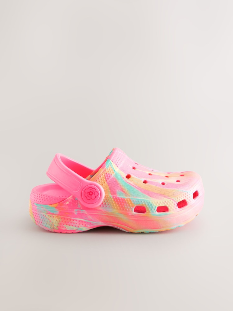 Bright Pink Marble Wide Fit (G) Comfort Clogs - Image 5 of 5