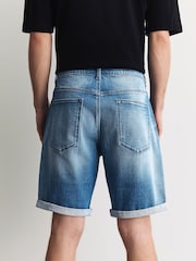 Bright Blue Straight Fit Stretch Denim Shorts - Image 5 of 9