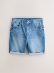 Bright Blue Straight Fit Stretch Denim Shorts - Image 6 of 9