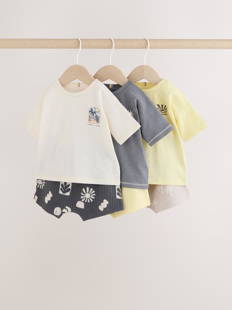 Mono/Fluro Yellow Palms - Tops and Shorts Baby Set 6 Piece (0mths-3yrs) - Imaginea 1 din 16