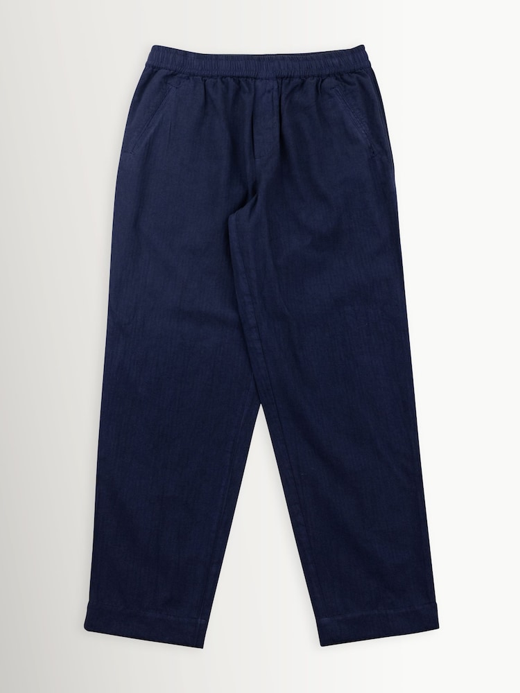 Folk Blue Herringbone Drawcord Assembly Trousers - Image 1 of 4