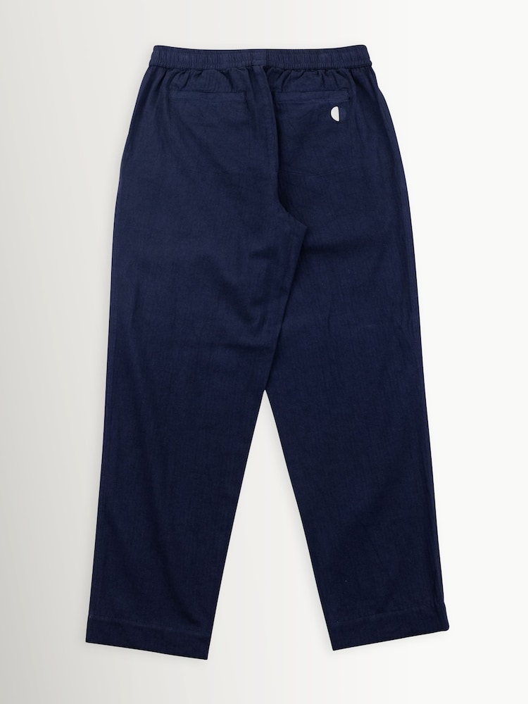 Folk Blue Herringbone Drawcord Assembly Trousers - Image 2 of 4