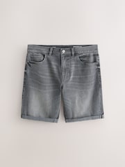 گرے - سیدھے فٹ - اسٹریچ ڈینم شارٹس - تصویر 1 از 5