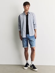 Bright Blue Slim Fit Stretch Denim Shorts - Image 2 of 11