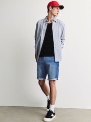 Bright Blue Slim Fit Stretch Denim Shorts - Image 3 of 11