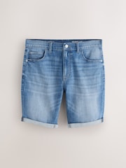 Bright Blue Skinny Fit Stretch Denim Shorts - Image 6 of 10