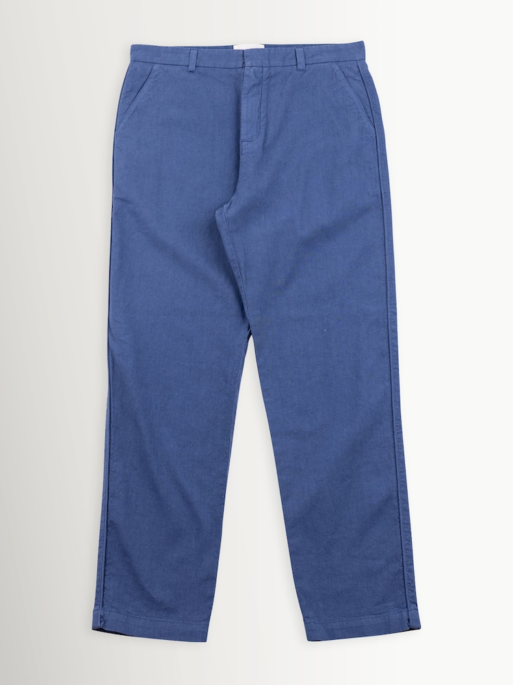 Folk Blue Woad Cotton Linen Trousers - Image 1 of 4