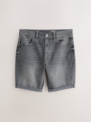 Gris - Ajuste entallado - Pantalones cortos de mezclilla elásticos - Imagen 6 de 10