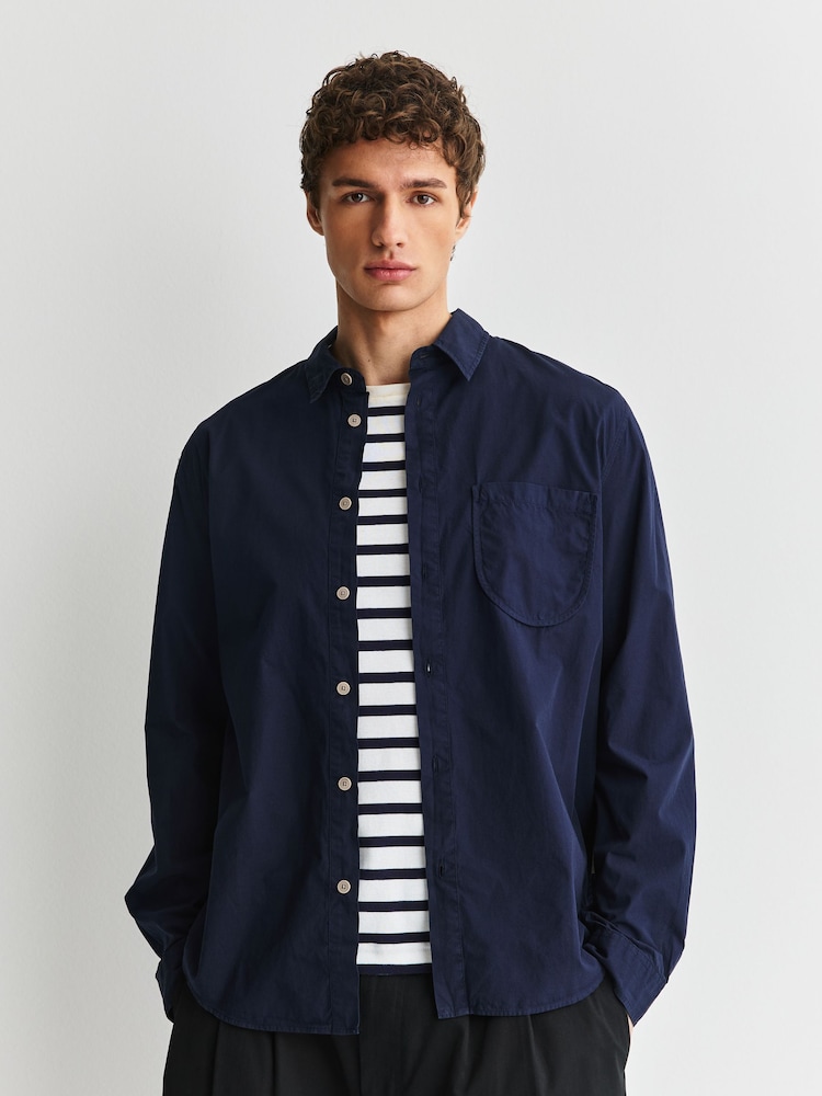 Folk Blue Curve Pocket Long Sleeve Shirt - Image 1 of 11