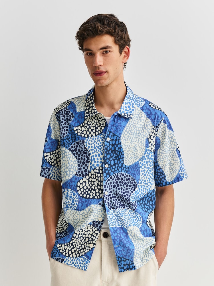 Folk Blue Dot Print Mono Gabe Shirt - Image 1 of 10 Folk Blue Dot Print Mono Gabe Shirt - Image 1 of 10