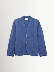 Folk Blue Woad Cotton Linen Blazer - Image 1 of 5