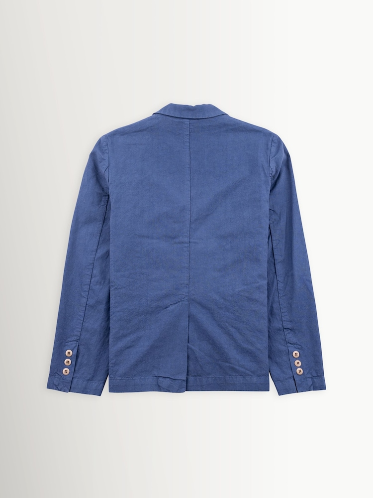 Folk Blue Woad Cotton Linen Blazer - Image 2 of 5