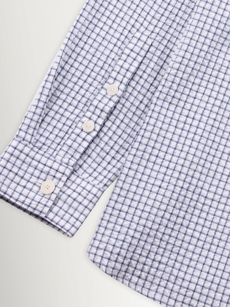 Folk Blue Mini Check Easy Fit Shirt - Image 12 of 12