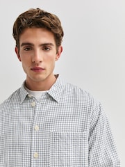 Folk Blue Mini Check Easy Fit Shirt - Image 6 of 12