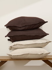 Truly Beige Linen Square Cushion Cover - Image 2 of 2