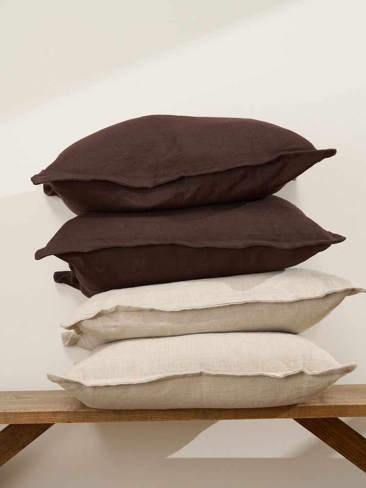 Truly Beige Linen Square Cushion Cover - Image 2 of 2