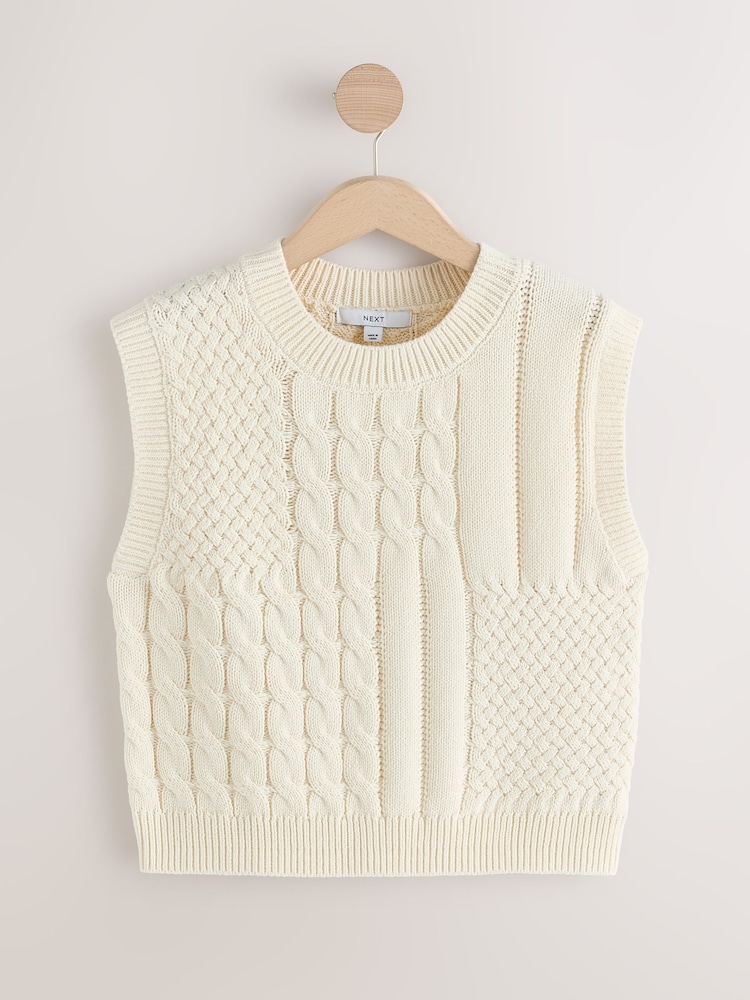 Ecru - Tank i kabelstrikk - Bilde 1 av 3
