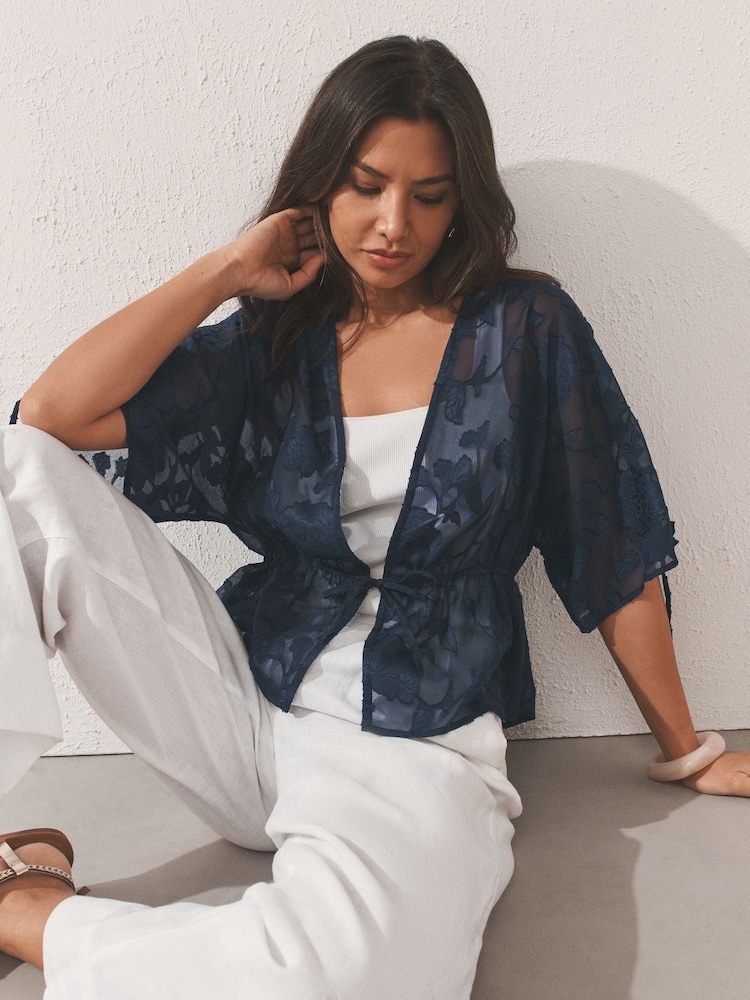 Marineblau/blau - Devore Short Sleeve Cover-Up - Bild 2 von 9