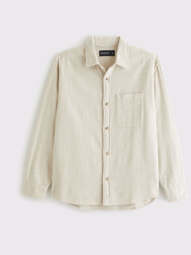 Abercrombie & Fitch Long Sleeve Textural Flannel Button Up Shirt - Imagen 1 de 2