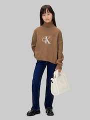 Calvin Klein Brown Logo Rollneck Jumper - Image 2 of 6