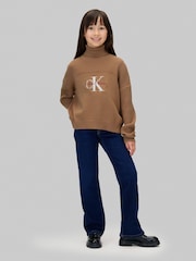 Calvin Klein Brown Logo Rollneck Jumper - Image 4 of 6