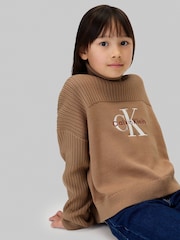 Calvin Klein Brown Logo Rollneck Jumper - Image 5 of 6