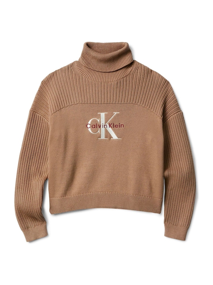 Calvin Klein Brown Logo Rollneck Jumper - Image 6 of 6