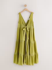 Lime Zeleno - Tie Front Maxi Length Cover-Up - Slika 1 od 3
