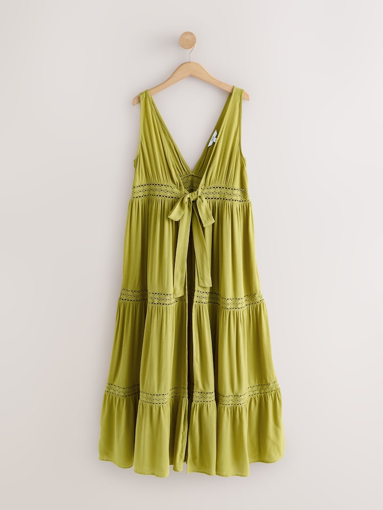 Lime Zeleno - Tie Front Maxi Length Cover-Up - Slika 1 od 3