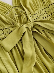 Lime Zeleno - Tie Front Maxi Length Cover-Up - Slika 3 od 3