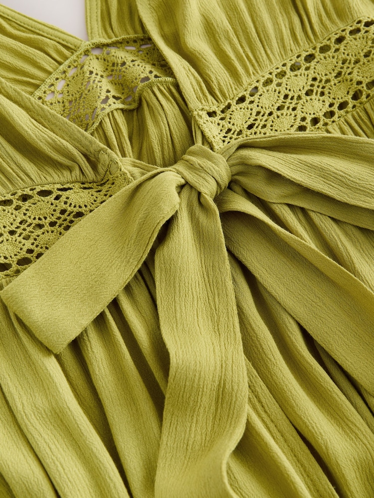 Lime Zeleno - Tie Front Maxi Length Cover-Up - Slika 3 od 3