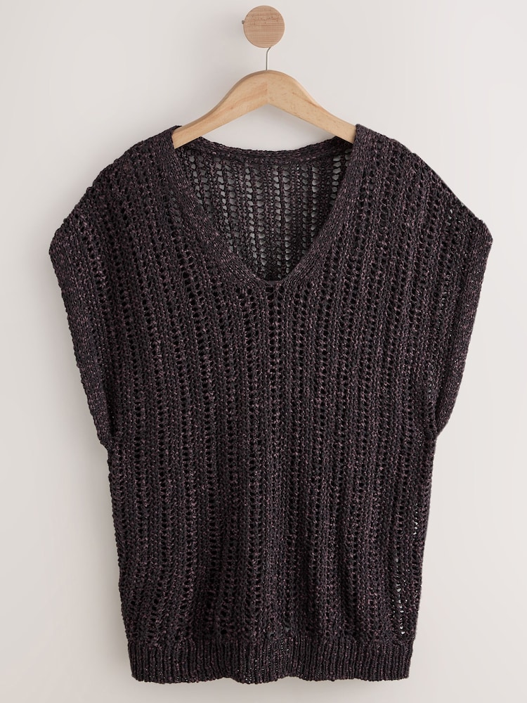 Chocolate Brown Crochet Cover Up - Image 1 of 3