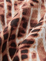 күрөң Animal Print - Tie Front Lightweight Jacket - 9ичинен 8 сүрөт