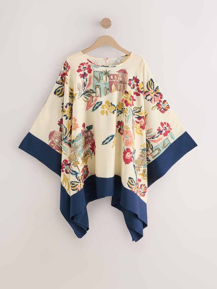 Beige/Orange Floral - Kaftan přes hlavu - Obrázek 1 z 3